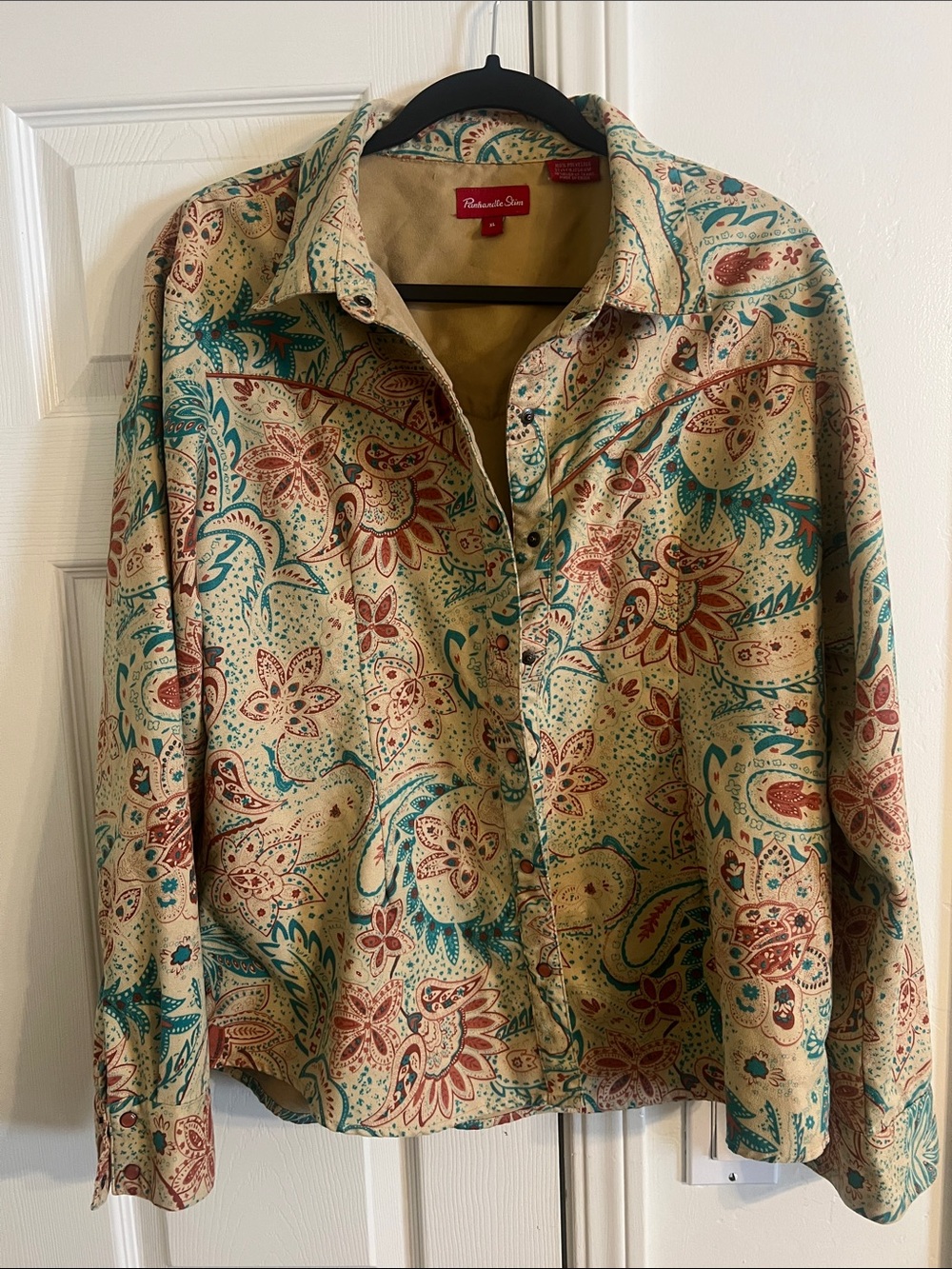 Panhandle Slim Cream Paisley Shirt Jacket with Teal & Rust Accents